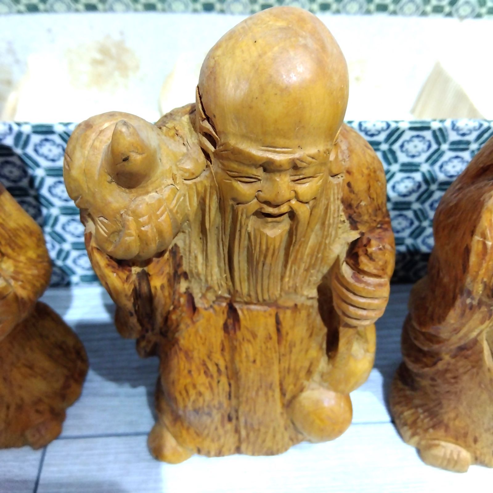 昭和レトロ 木彫 七福神 7体セット 箱入り 縁起物／民芸品 A380 - メルカリ