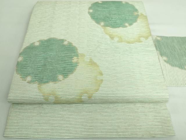 平和屋着物□極上 西陣 浅山織物謹製 九寸名古屋帯 美濃紙 雪輪重ね 手