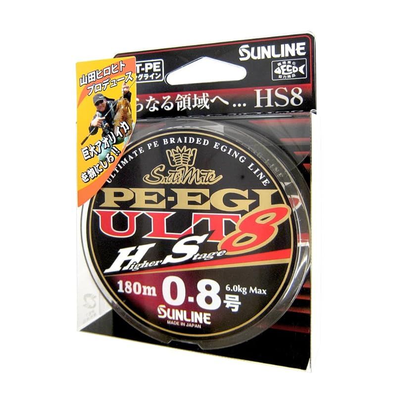 サンライン SUNLINE PEライン ソルティメイト PEエギ ULT HS8 180m 0.8号 6kg 8本 ホワイト ピンク ライトグリーン 1