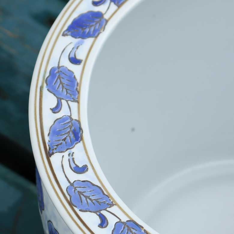 水鉢 大型 藍花 10号 睡蓮鉢 火鉢 水連鉢 和モダン ビオトープ