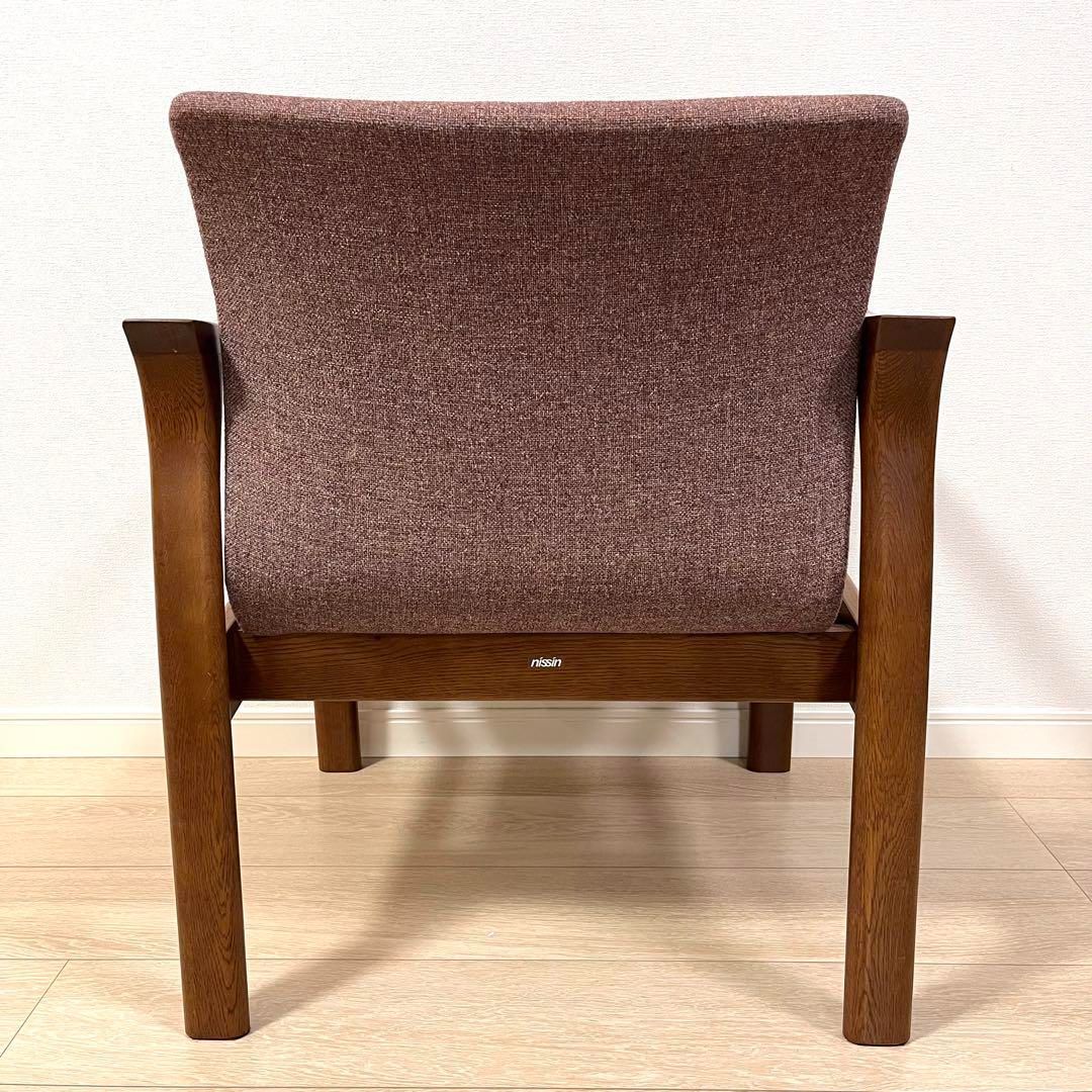 そ6)日進木工 アームチェア 飛騨家具 レトロヴィンテージ 肘掛椅子 曲