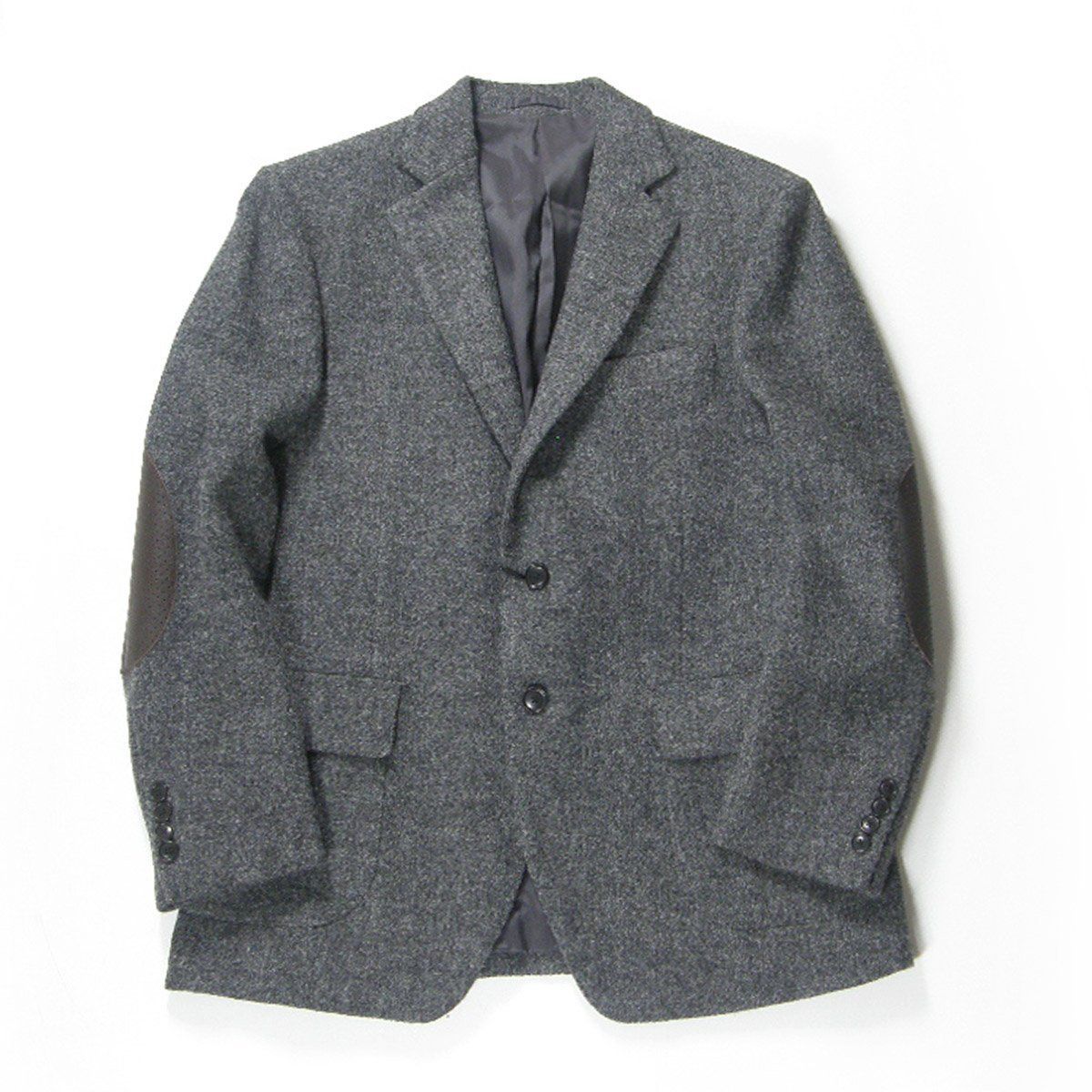 gotairiku × Harris Tweed 五大陸 × ハリスツイード 牛革 エルボーパッチ付き ジャケット グレー ｜ 秋冬