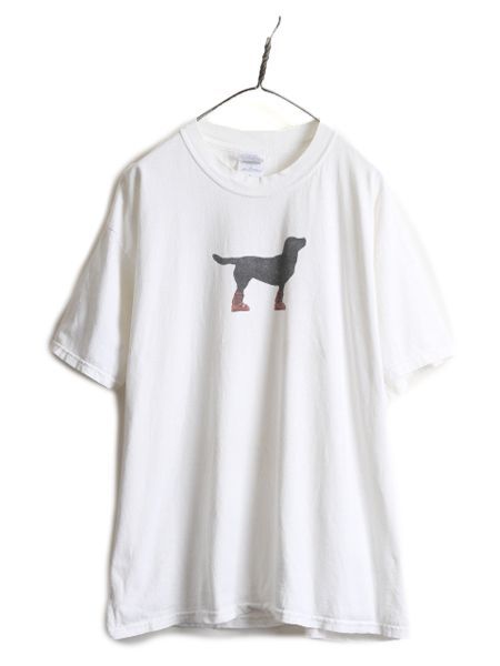 00s 企業物 ドッグ イラストプリント Tシャツ XL 企業 白 当時物 犬トップス