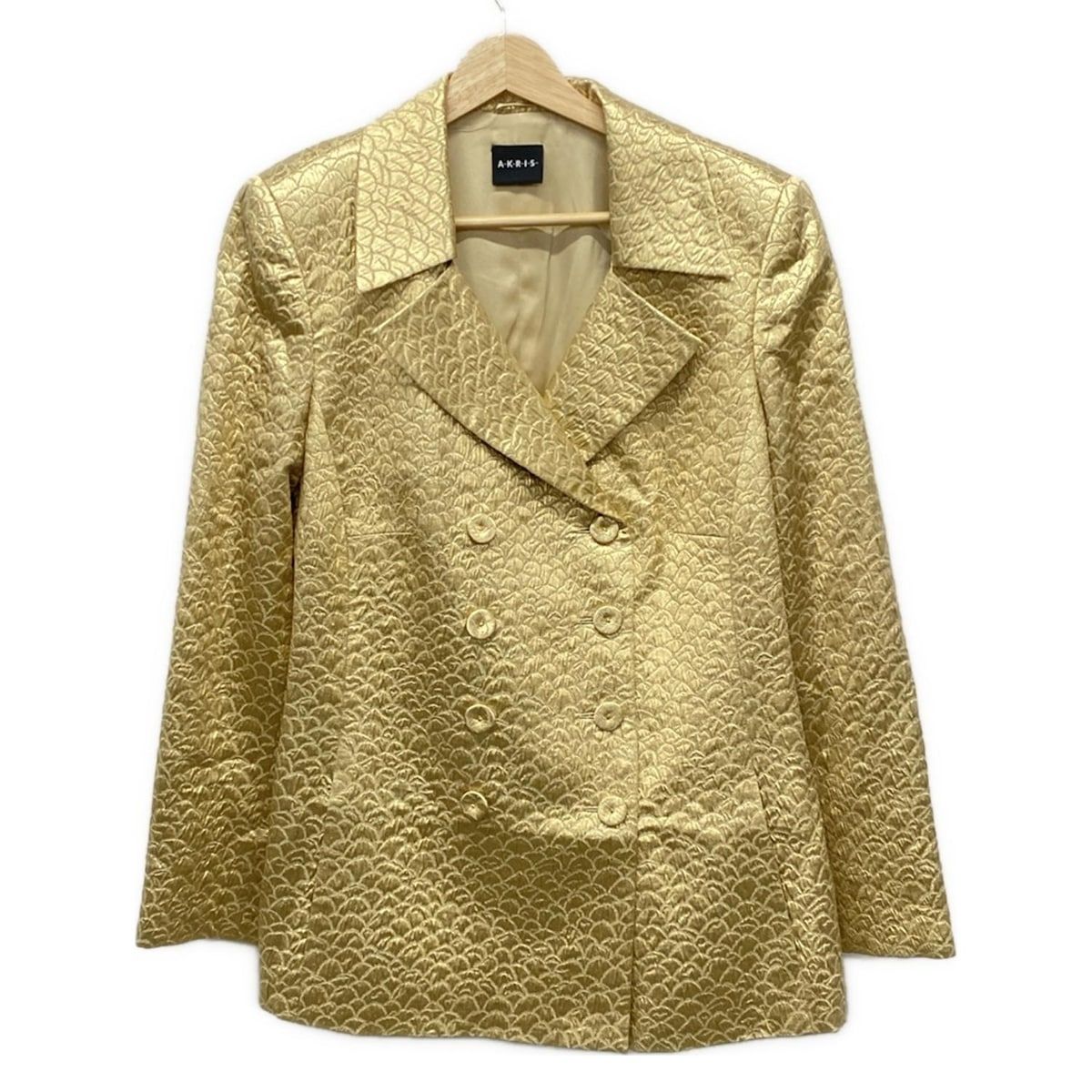 AKRIS アクリス ジャケット レディース - ゴールド 長袖 肩パッド ラメ 春 秋