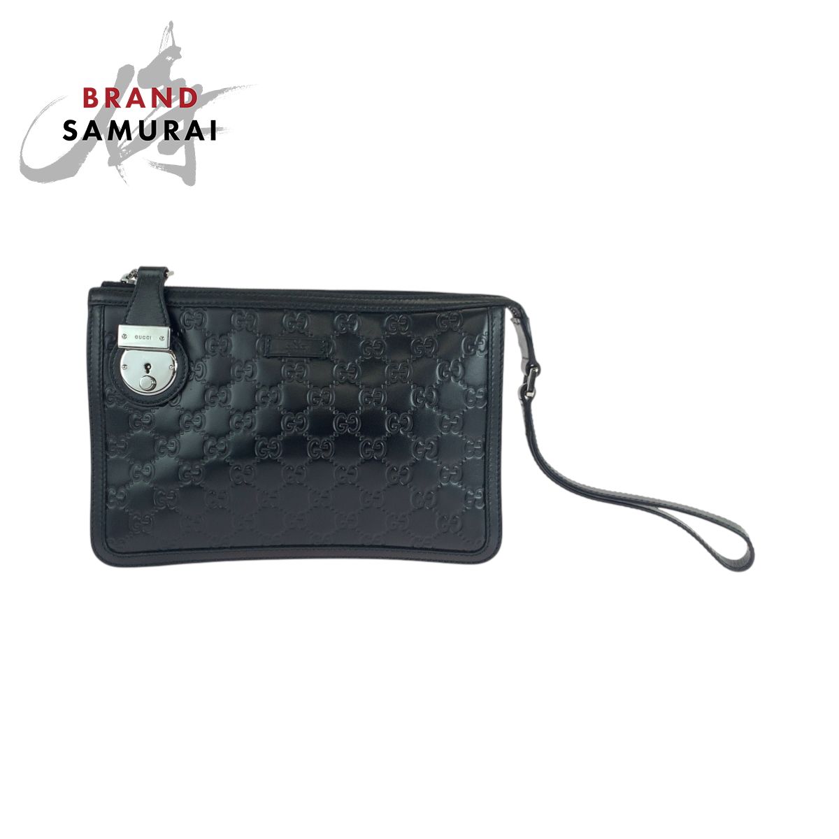 GUCCI グッチ グッチシマ ブラック 黒 シルバー金具 レザー 152600 セカンドバッグ クラッチバッグ メンズ 502592