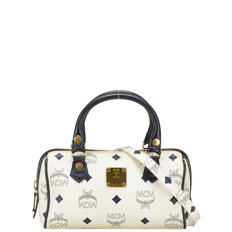 VINTAGE MCM 2way メッセンジャー 白 ヴィセトス柄 モノグラム エム シー エム ヴィセトス モノグラム ミニボストンバッグ