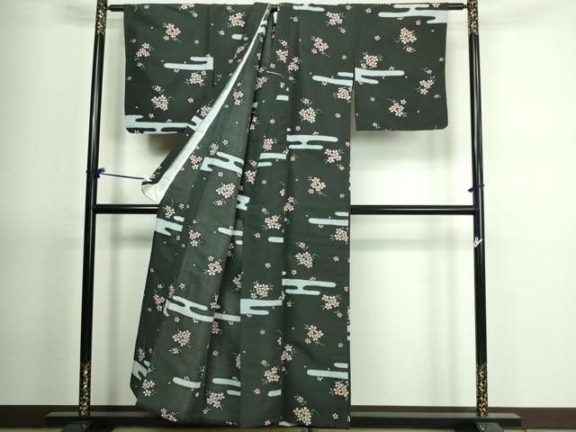 平和屋着物▽小紋 単衣 雪芝文 洗える着物 DAAV9759sf