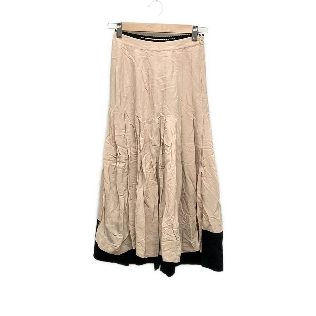 N゜21 ヌメロ ヴェントゥーノ ロングスカート サイズ36 S レディース - ピンクベージュ×黒 シルク混