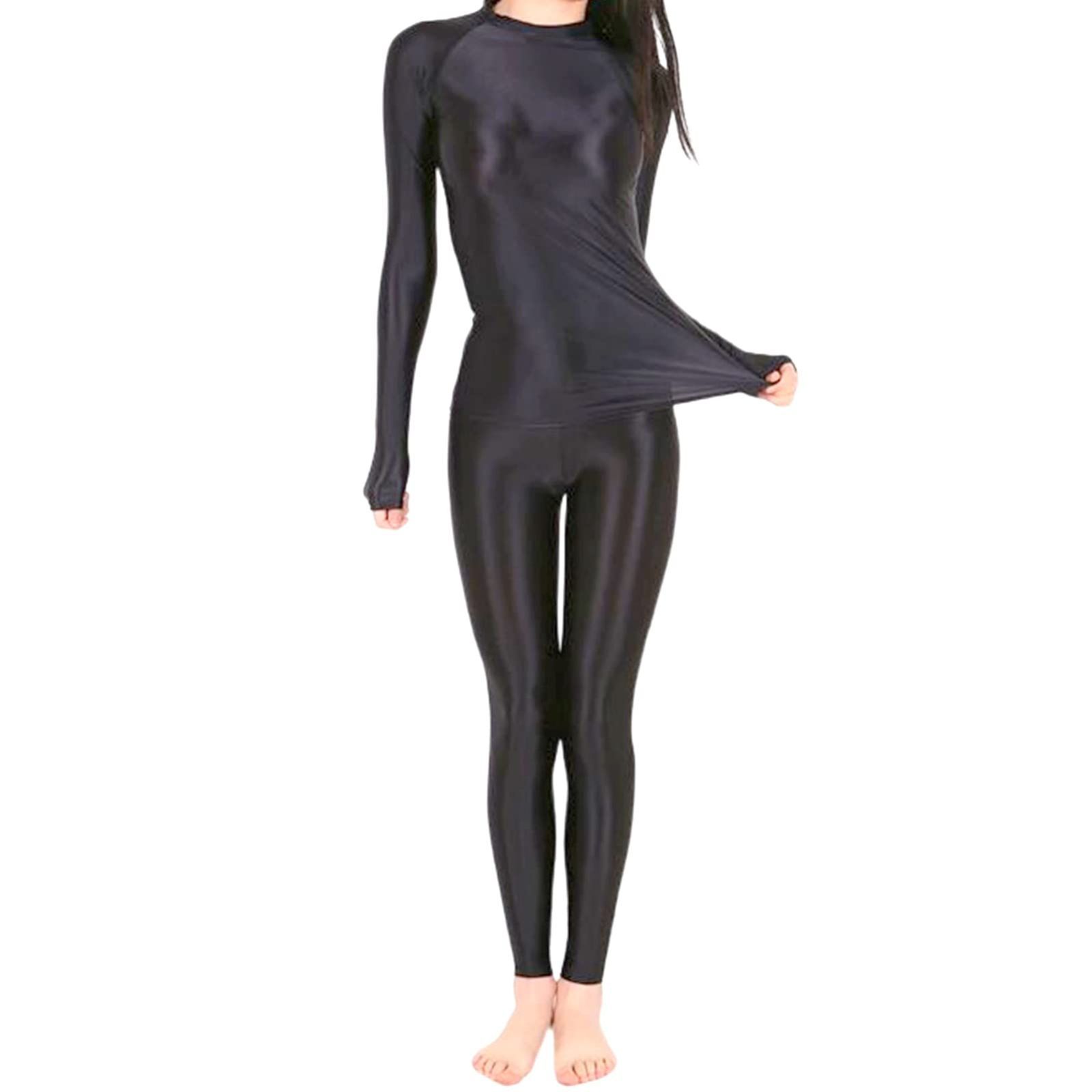 【数量限定】レギンス セパレート コスプレ 衣装 つるつる 光沢 伸縮 セクシータイツ 全身 e675 (M [Eiza] ブラック)