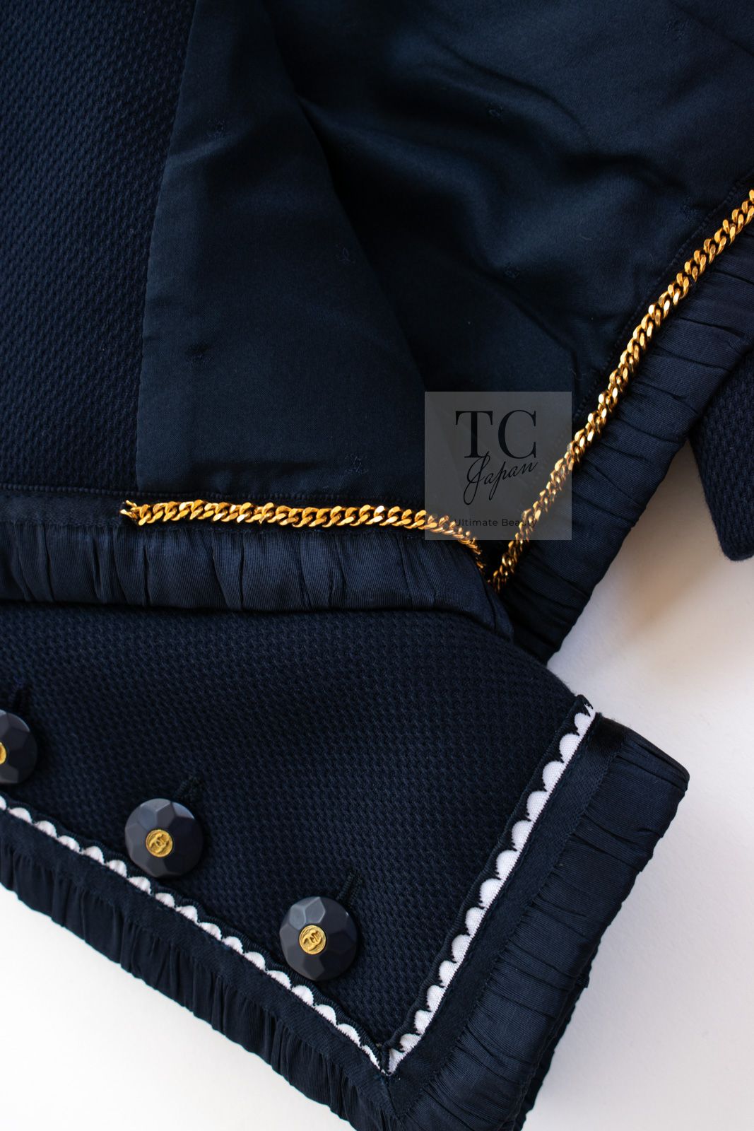 シャネル ジャケット スーツ CHANEL ネイビー ブラックピンクの