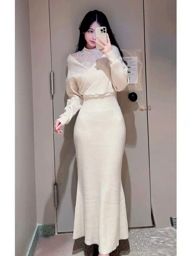 ♥ 高見えロングマーメイドワンピース 春お出かけデートに最適 韓国