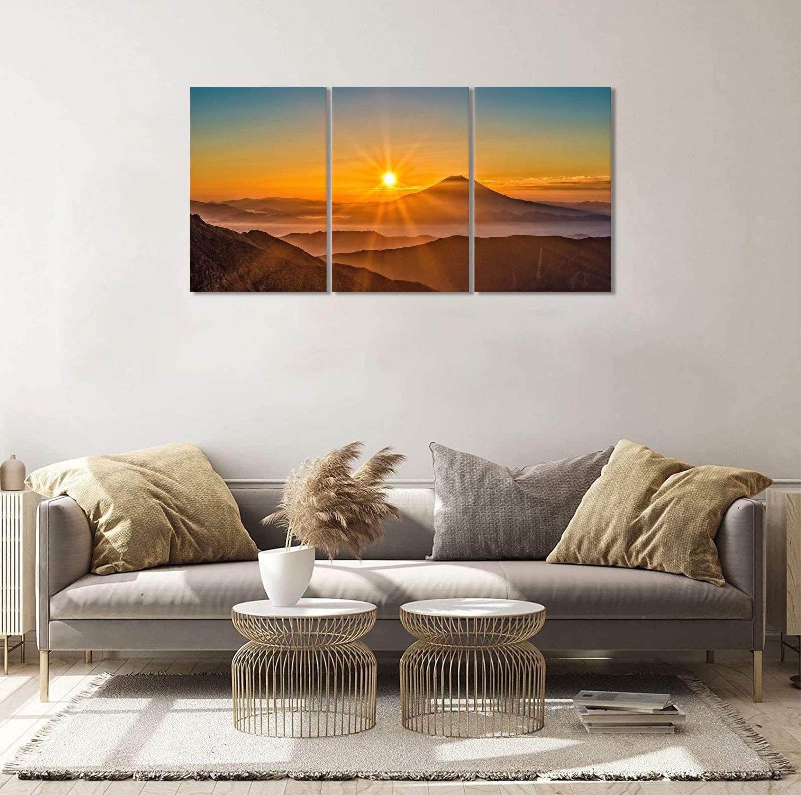 山 絵 3枚 アート パネル 山の絵 風景画 日光 日の出 自然風景