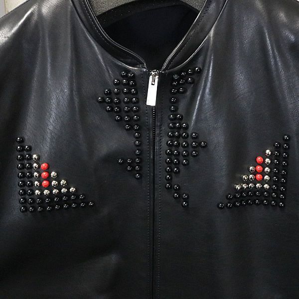 銀座店 フェンディ モンスター レザー ジャケット size:48 黒 93506