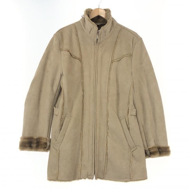 【中古】TAKA Q フェイクムートンカラーコート 3L ベージュ タカキュー[10]
