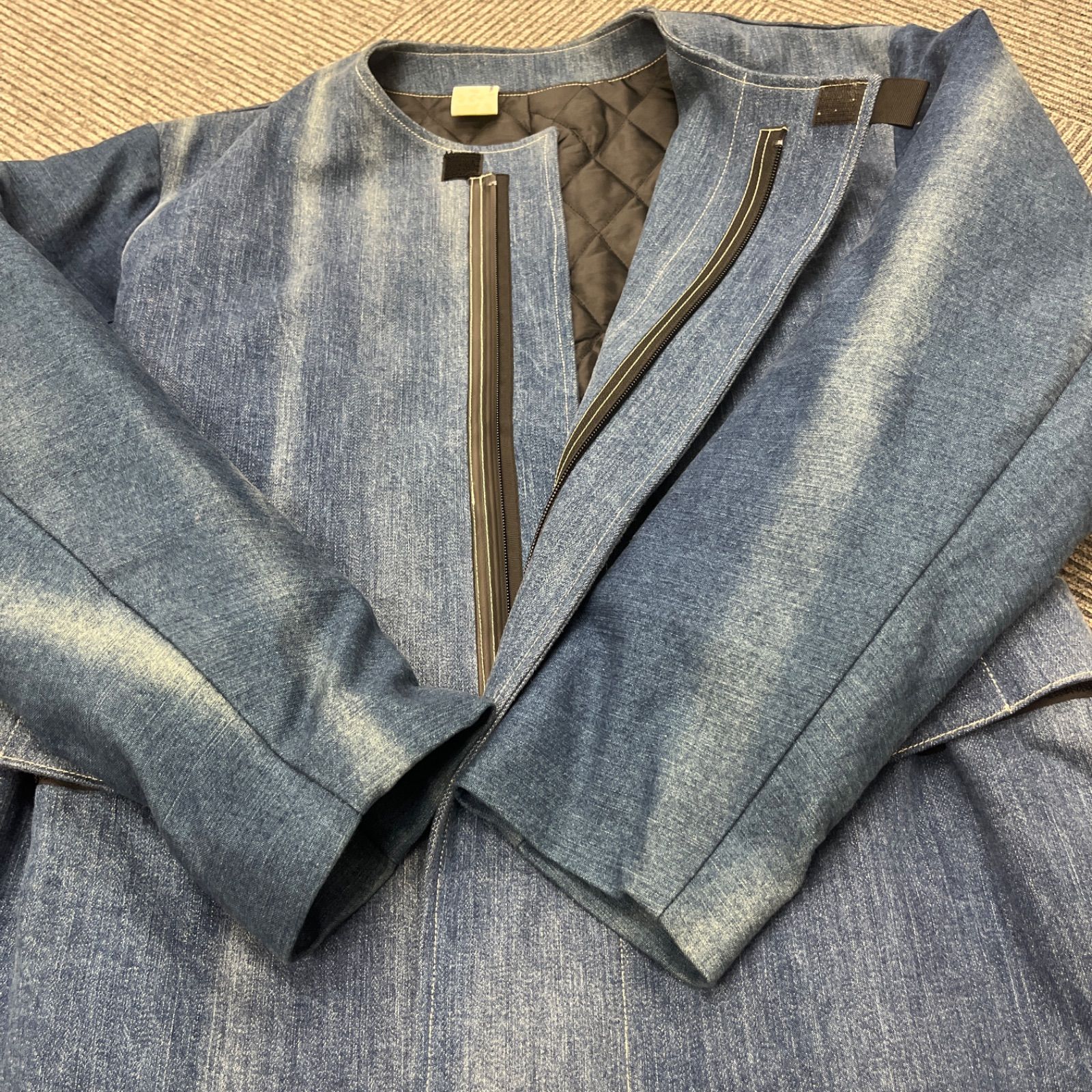 DIESEL デニムジャケット ベルトマジックテープ調節ノーカラー中古美品  