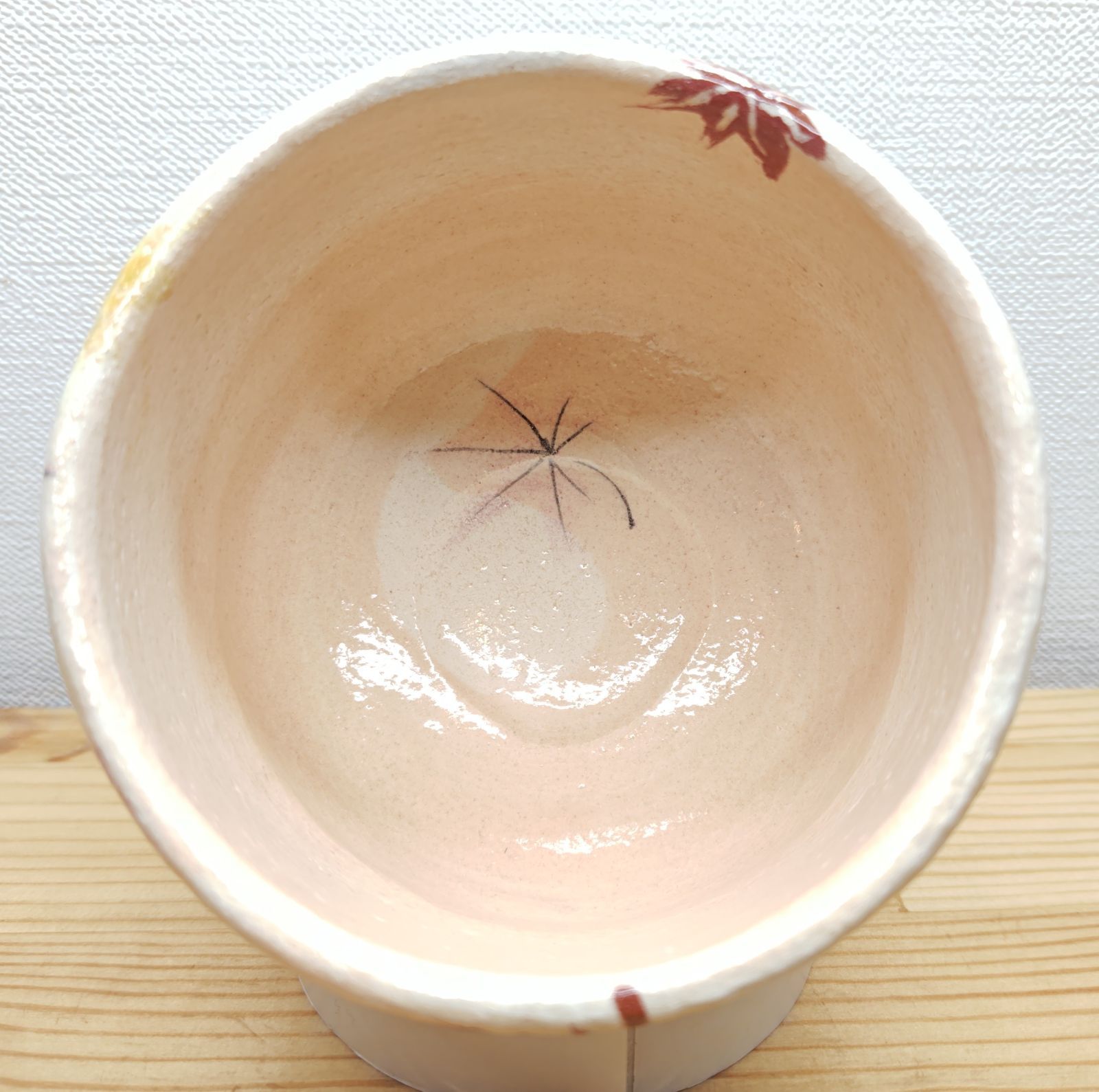 逢絢亭・新品】茶道具 茶碗 楽焼 白楽 紅葉の絵 吉村楽入 共
