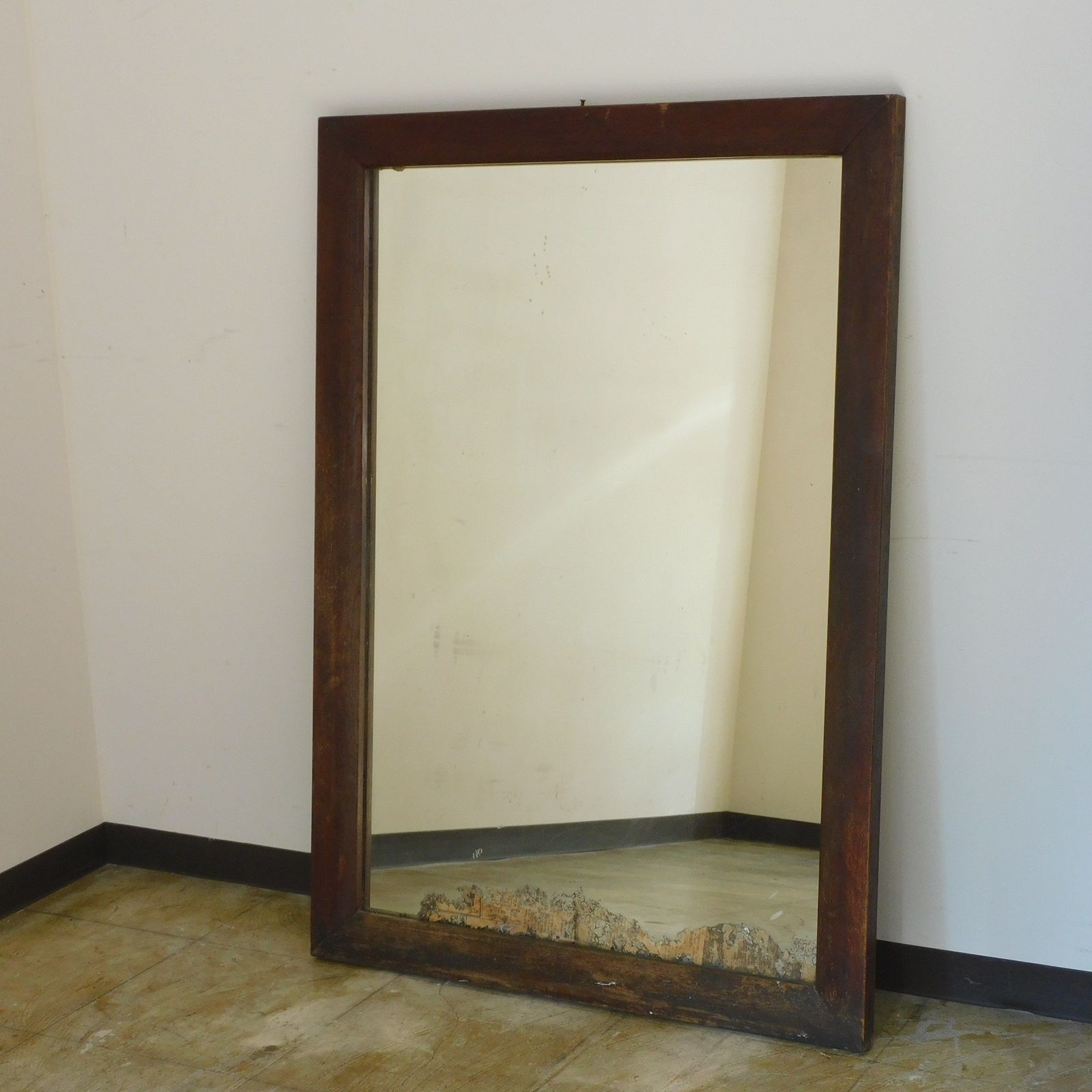 アンティーク 古い木枠オーバルミラー 鏡 壁掛け レトロ アトリエ 古道具