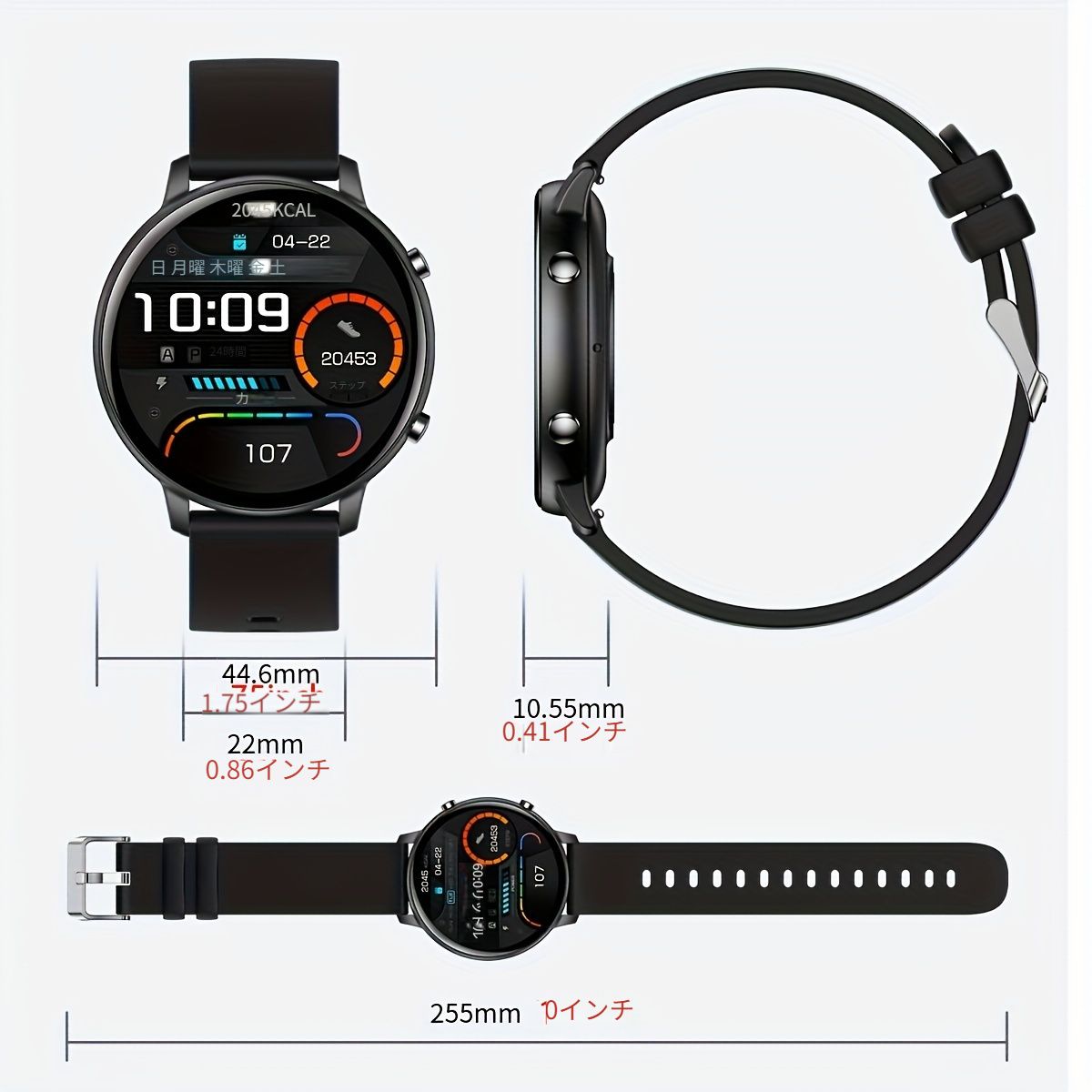 JELLOO スマートウォッチ 黒とオレンジ 新着商品 JELLOO JELLOO スマートウォッチ 黒とオレンジ 新着商品 JELLOO