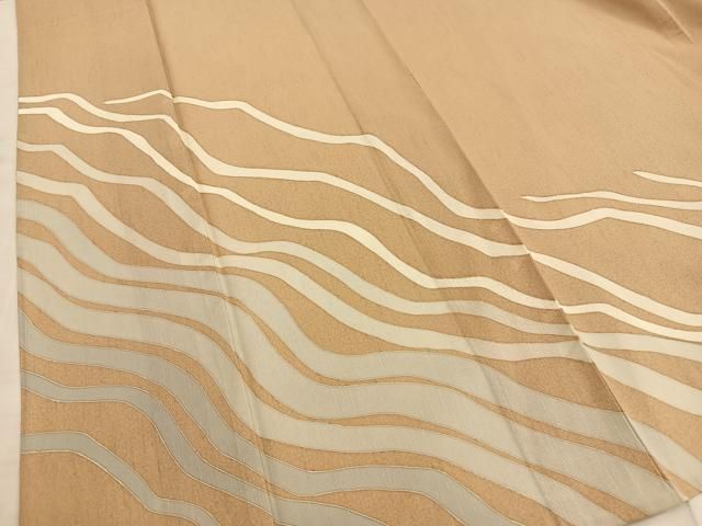 平和屋着物＊夏物 訪問着 紬地 流水文 正絹 逸品 BAAS7152pk