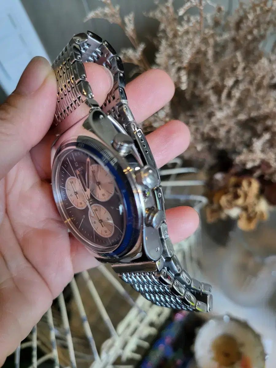 メンズ SWATCH(スウォッチ) 時計 クロノグラフ ネイビー メタル