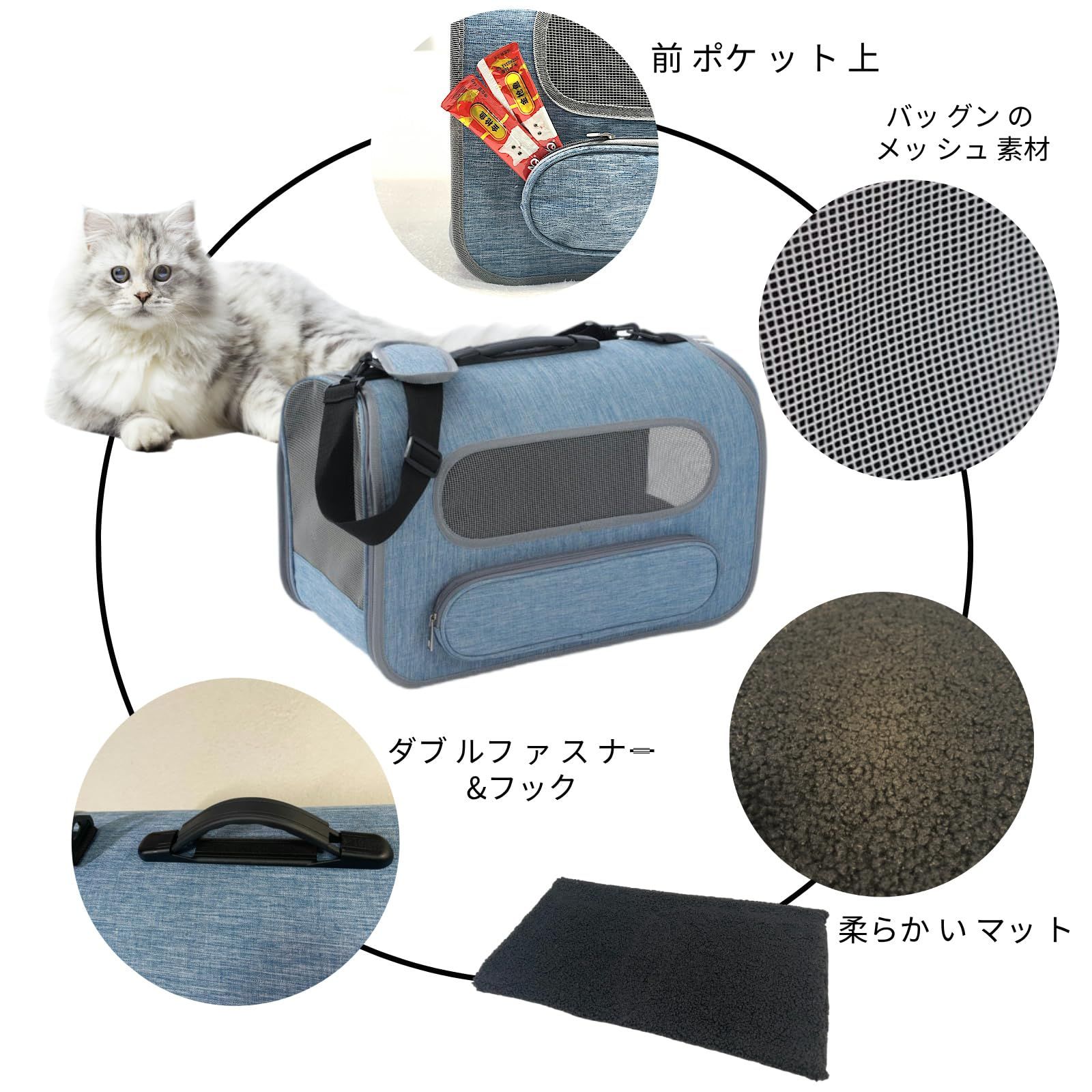 【新品未使用】型崩れなし 小型犬 軽い キャリー 出入りらくらく 猫 猫／犬／うさぎ用小屋 アウトドア 猫 通気性 猫 安定性 四季通用 猫 10kg耐荷重 リュック 携帯便利 キャリーケース 電車移動 通院 猫壱 交通機関 ペットキャリー 災害避難用 キャリ