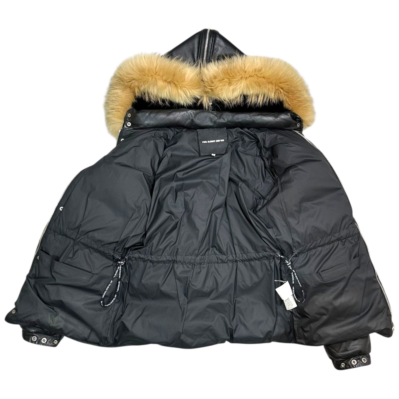 アベイシングエイプ　未使用　牛革　ダウンジャケット　ラクーンファー A BATHING APE(アベイシングエイプ) 00's Racoon Fur