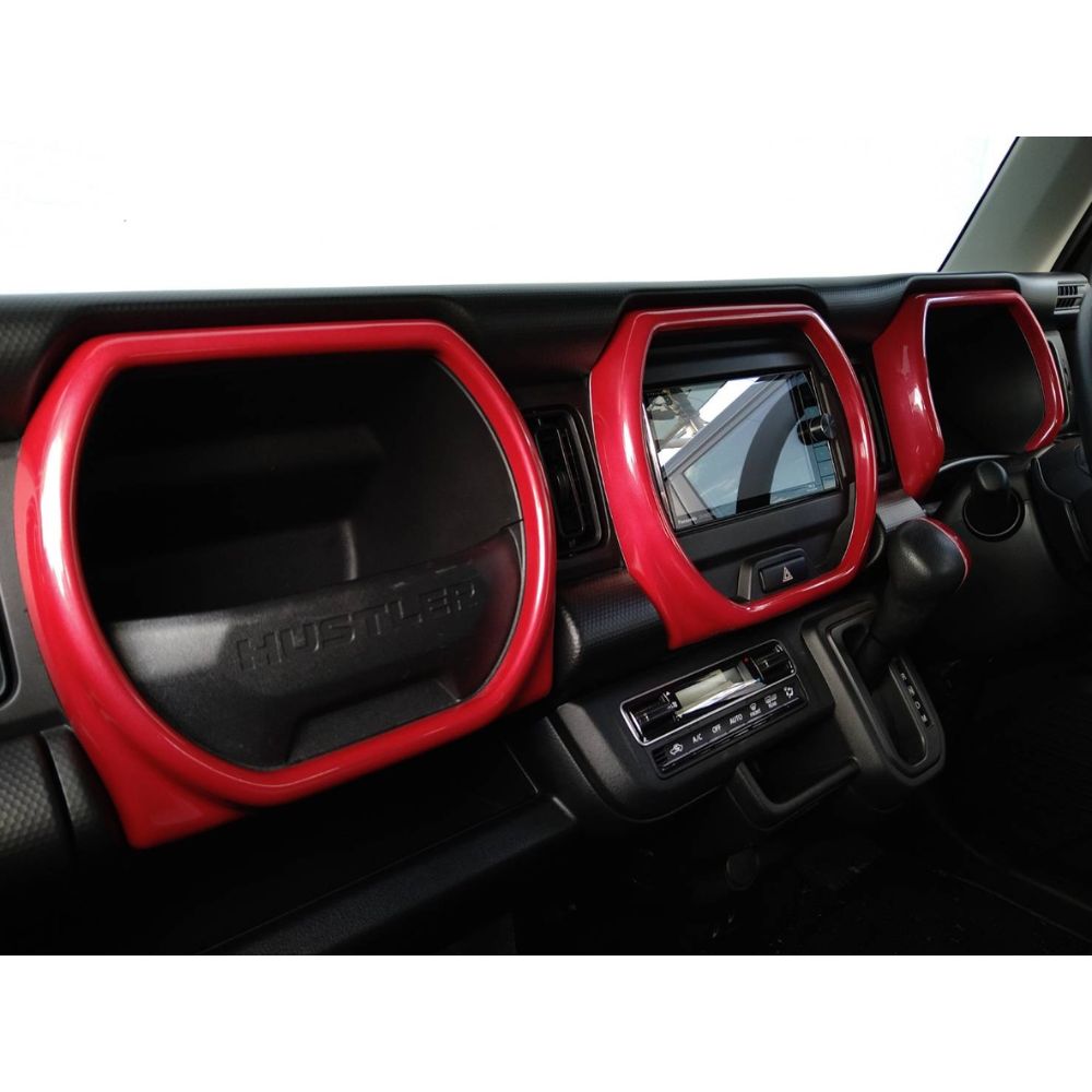 レッド オリジナル3D インテリアパネル3P ハスラー MR52 | 92S 現行 R2|1- DYP センターパネル 貼付けタイプ 車 カスタム パーツドレスアップ DECORATOM_COM_BR