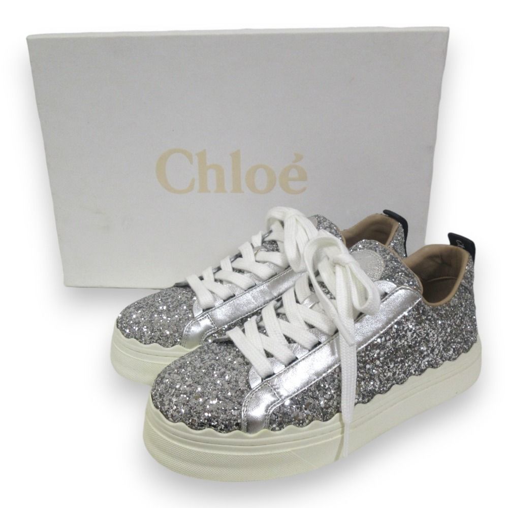 未使用 Chloe クロエ Lauren グリッター ローカットスニーカー 37 約 