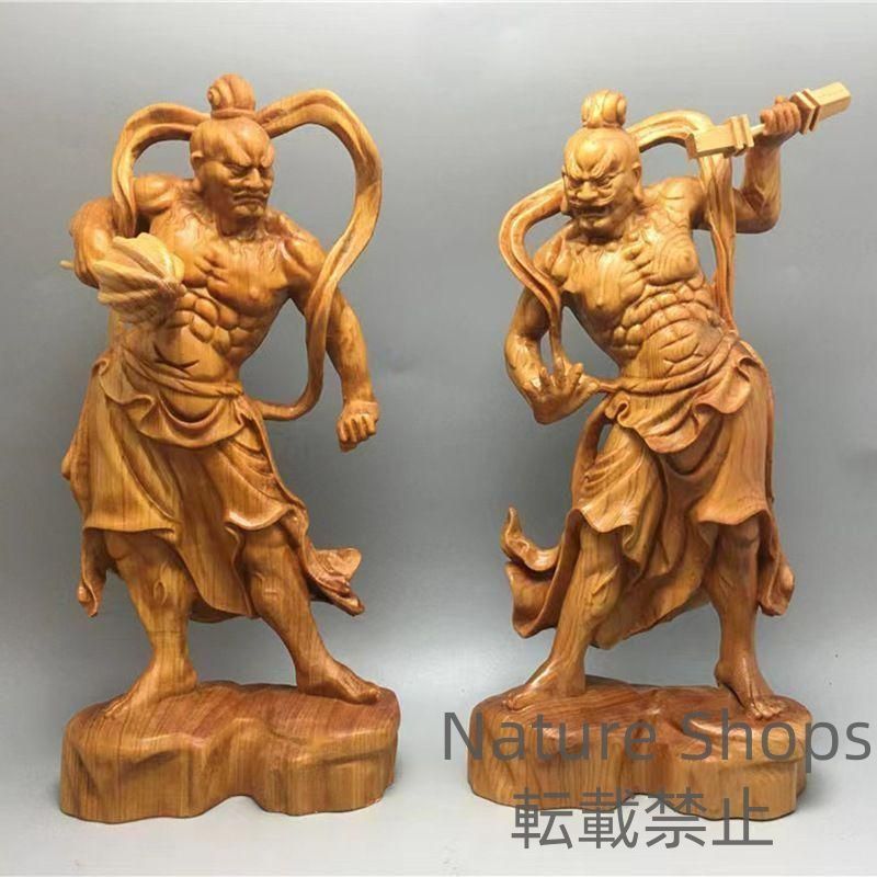 高速配送 新品未使用】木彫仏像 金剛力士像 精密細工 仏教美術 高さ20cm 彫刻・オブジェ