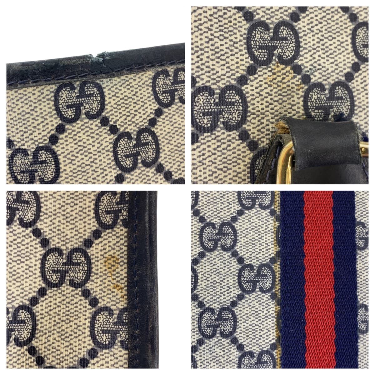 GUCCI グッチ ヴィンテージ オールドグッチ シェリーライン グレー