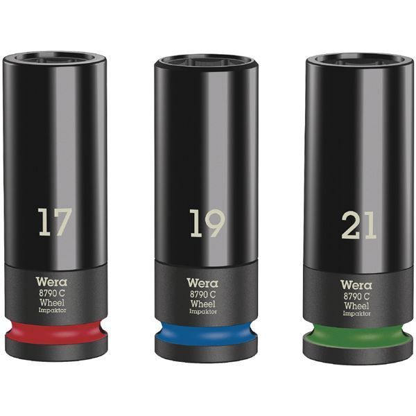 WERA ヴェラ 差込角1|2SQ 3本組 HEX ホイールナット インパクトソケット セット 17.18.19mm入り 004595 工具 ツール DIY