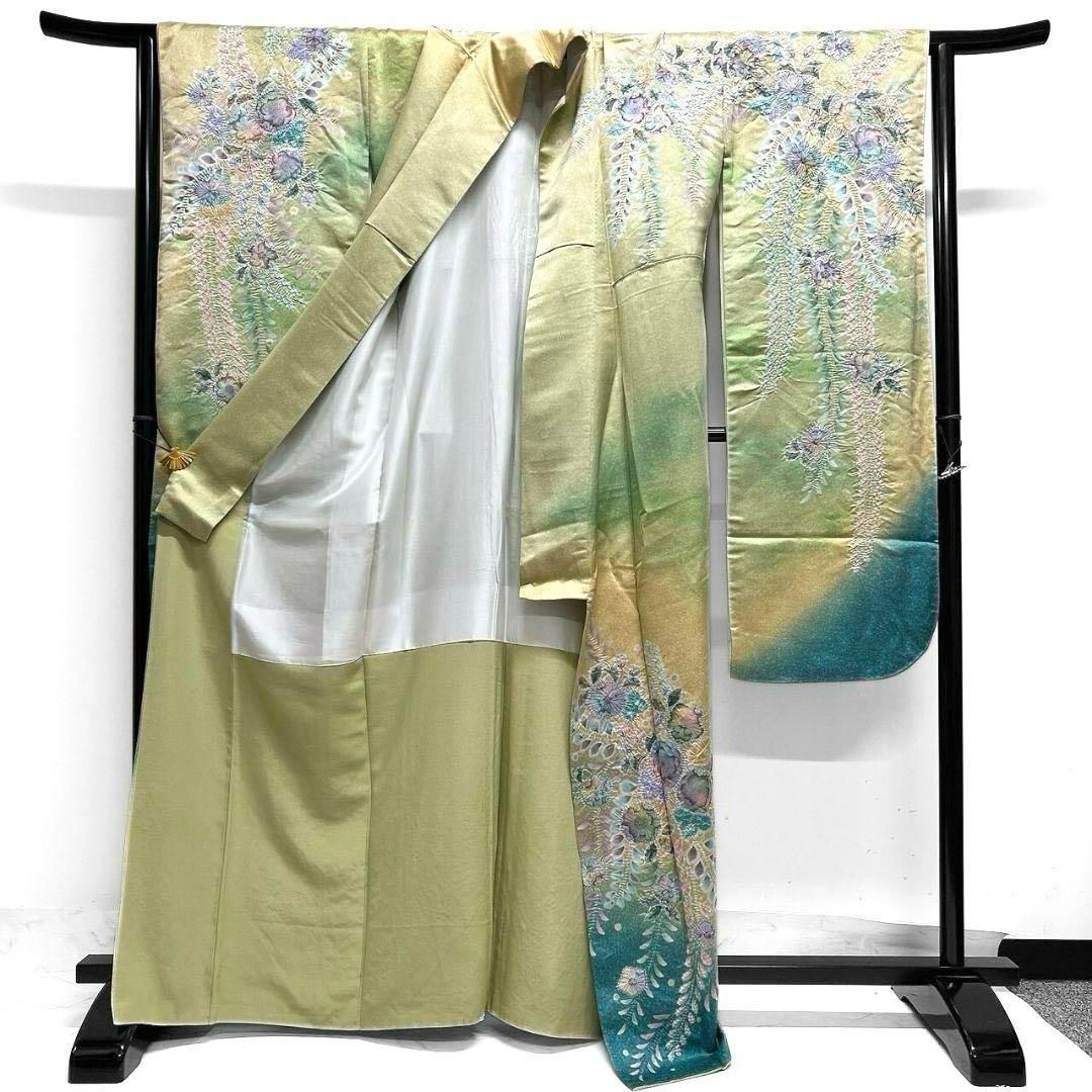 作家もの 銀通し 辻ヶ花 藤の花 振袖 襦袢セット 晴れの日 着物 032a p 