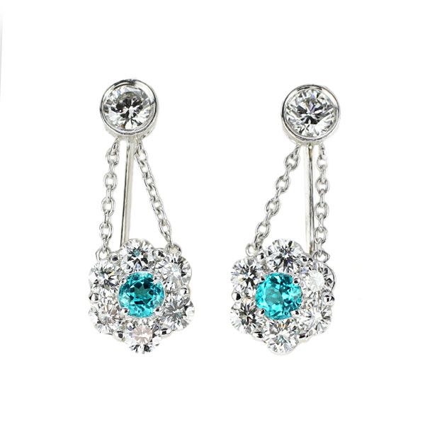 中古】 希少 K18WG パライバトルマリン ダイヤモンド ペンダント