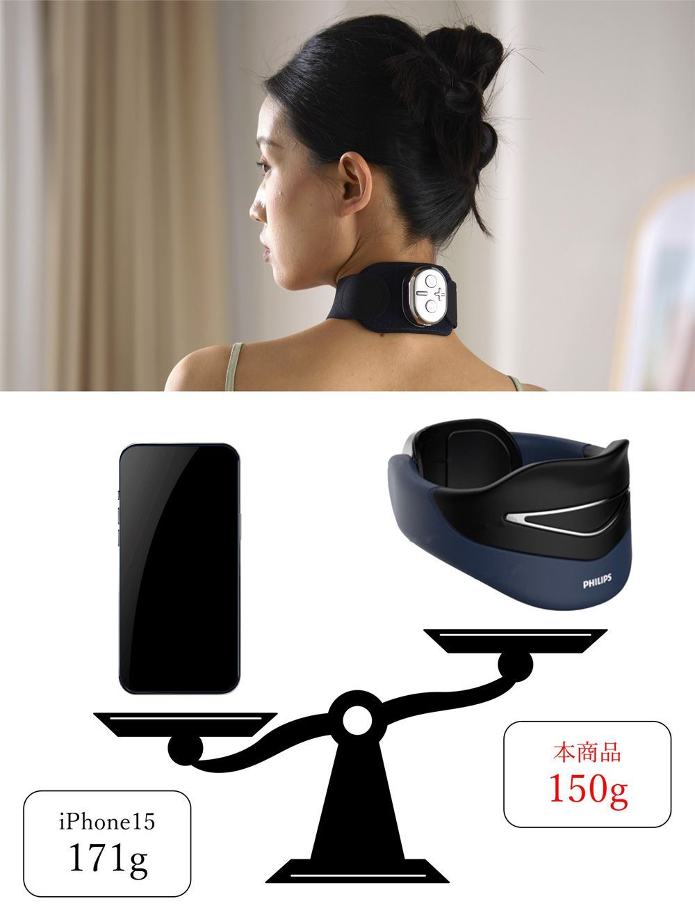 フィリップス　ネックマッサージャー フィリップス PHILIPS ネックサポーター マッサージ器 温感ケア 電動