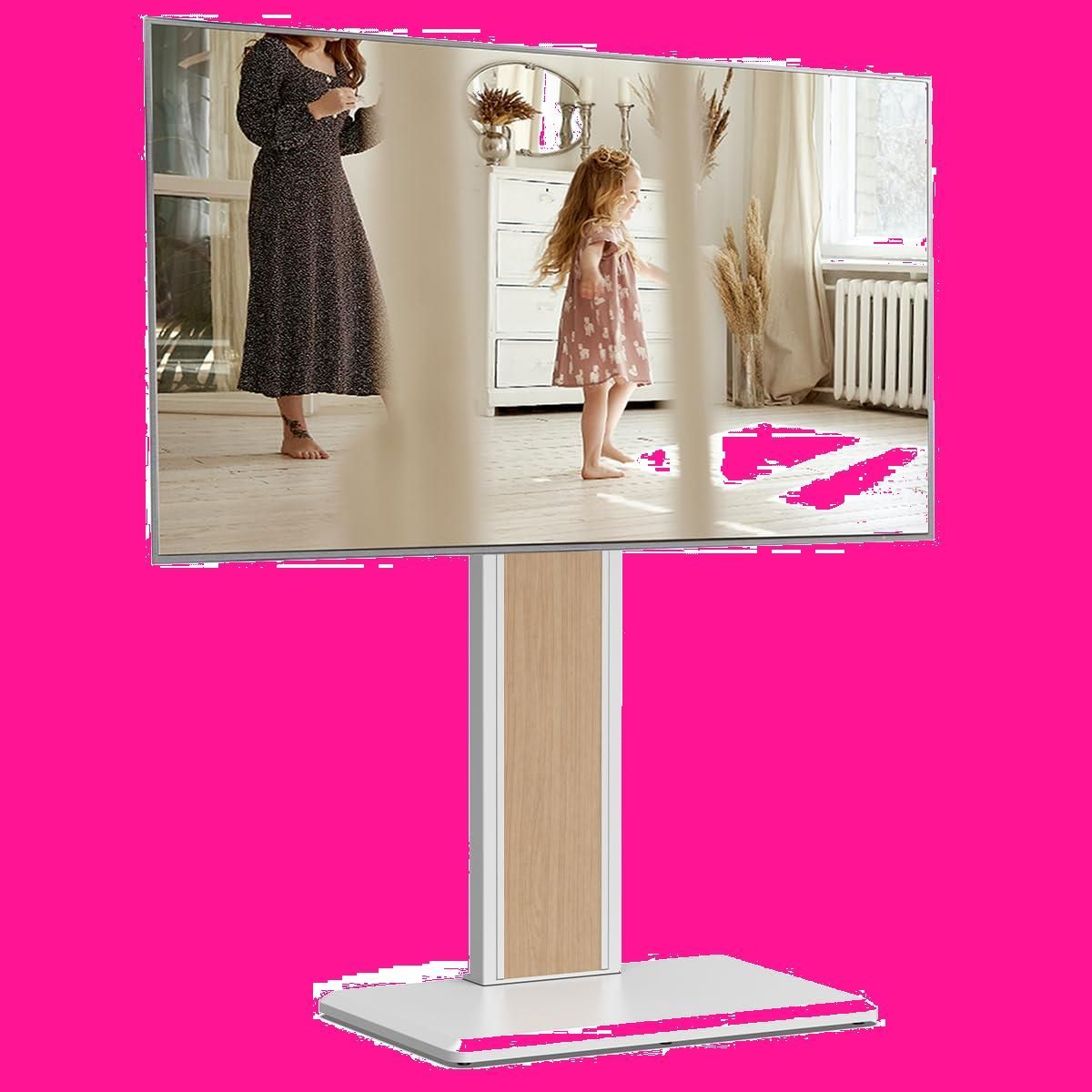 FITUEYES テレビスタンド ロータイプ 32-65インチテレビ対応 壁寄せ テレビ台 背面収納付 高さ角度調節 耐荷重40kg ホワイト オーク色 裏表両用 F02W1443N