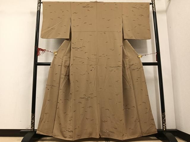 平和屋着物●上質な小紋 刺繍 吹き寄せ花文 金糸 正絹 AABC6849ph