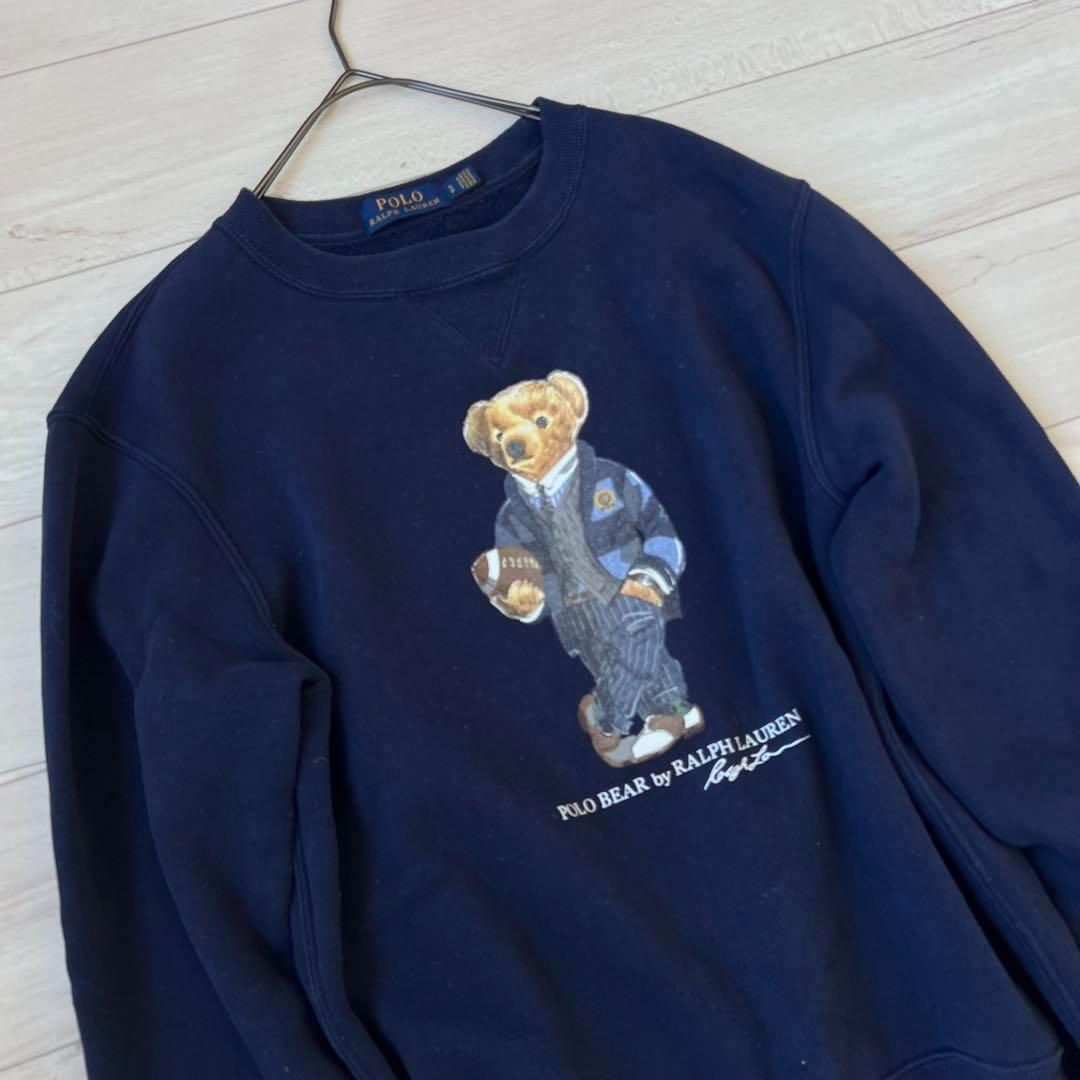 美品】現行ポロラルフローレン ポロベア スウェット ネイビー ラグビー