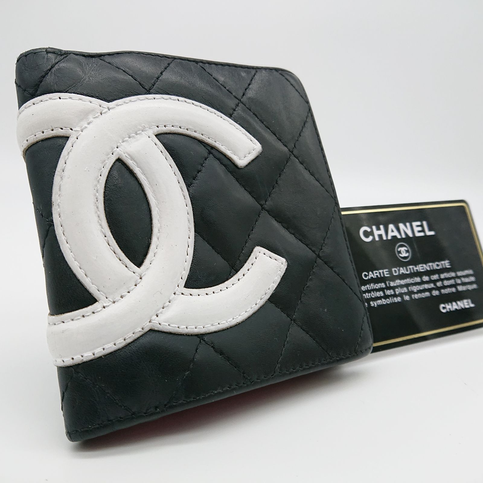 CHANEL シャネル カンボンライン 折り財布 がま口 ブラック