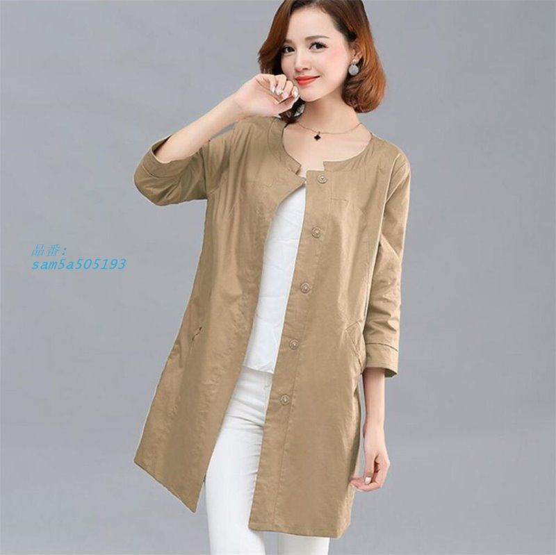 レディース トレンチコート ノー7分袖丈 羽織 薄手 春 秋服 サマージャケット 春服 秋 am5a505193