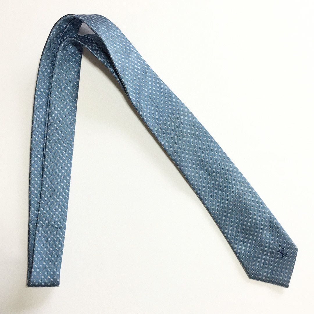 美品 ルイヴィトン Louis Vuitton ネクタイ シルク100% ライトブルー