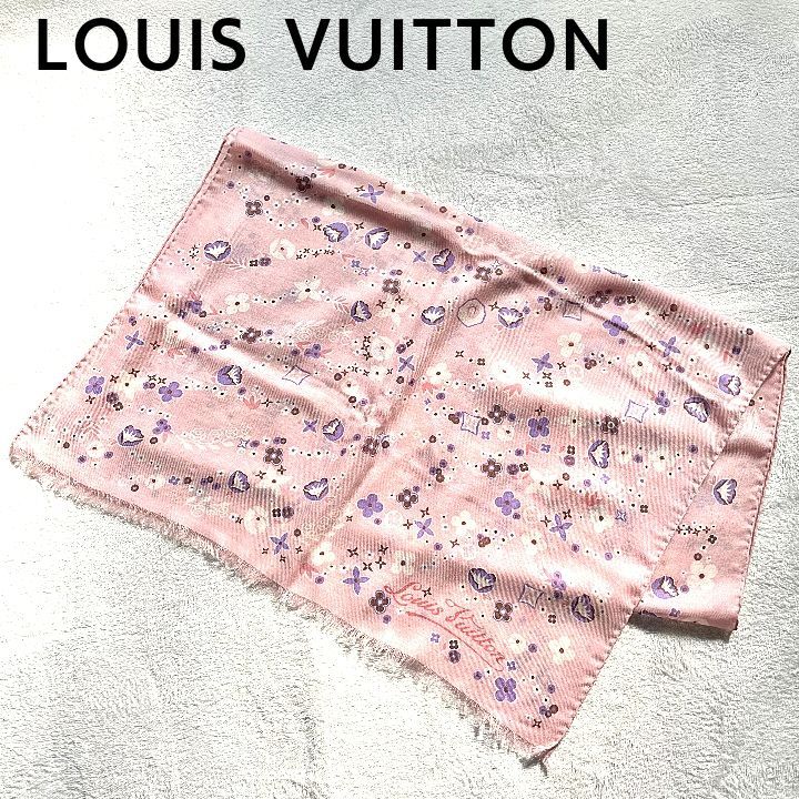 LOUIS VUITTON ルイヴィトン ストール モノグラム 総柄 ピンク - メルカリ