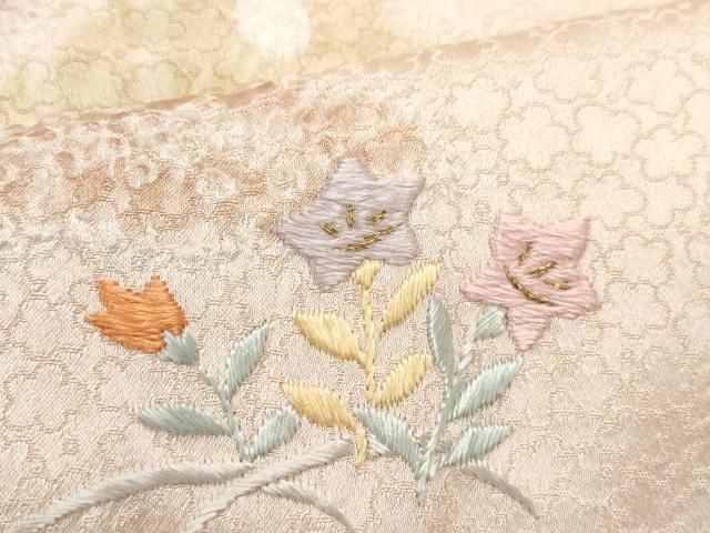 平和屋着物○訪問着 地紙枝花文 たたき染め 正絹 逸品 AAAZ1826ph