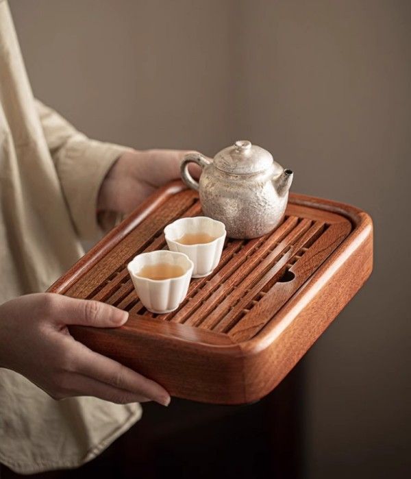 無垢材のシンプルな小さなティートレイ家庭用シンプルなティーテーブル1人用水貯蔵茶海茶セットトレイ乾燥茶トレイ