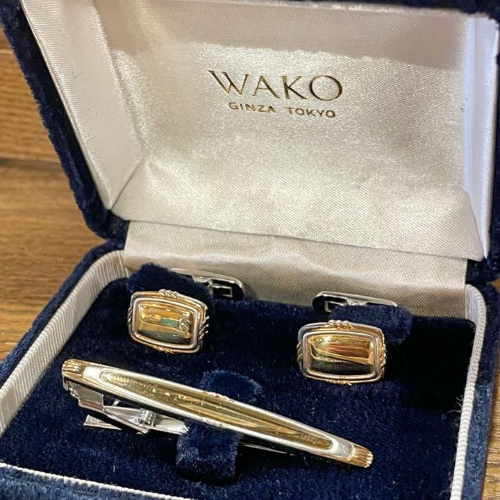 WAKO K14 シルバー カフスボタン ネクタイピン セット 金張 - メルカリ