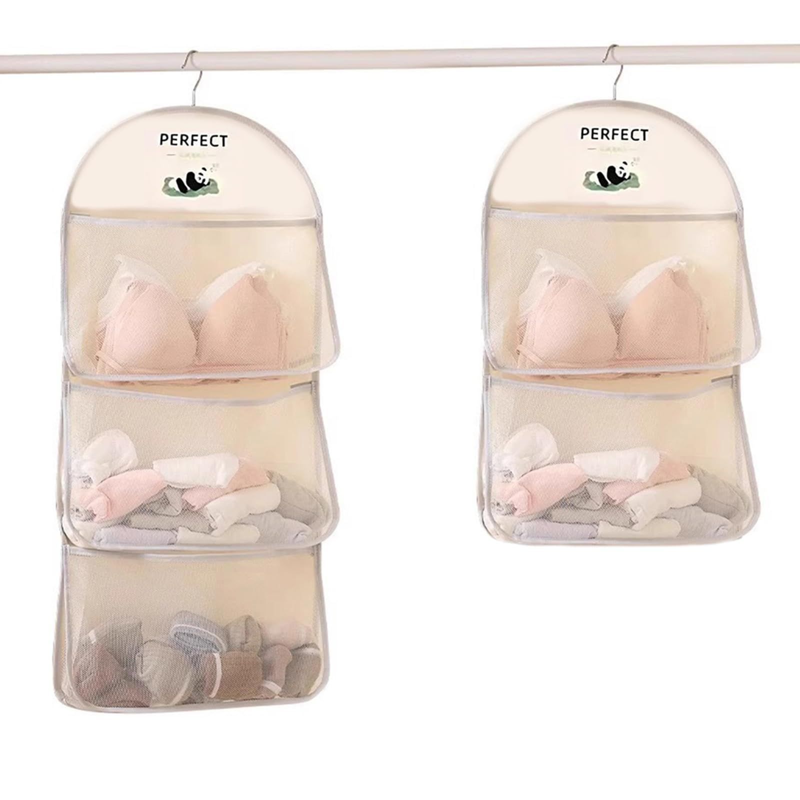 売切注意 お急ぎ下さい 吊り下げ収納 大容量 取付簡単 パンツ 下着の収納 ネクタイ下着 靴下 パンツ ブラジャー ネクタイ ソックス 小物 2本セット 旅行用 通気性 フック付き 3段式 2段式