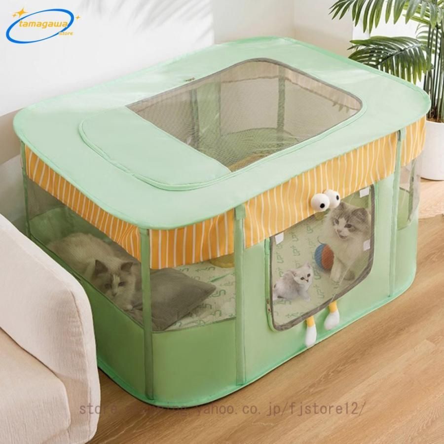 ペットサークル 折りたたみ ケージ ペットサークル 長方形 猫 テント ハウス 小動物フェンス プレイサークル メッシュ 遊び用のサークル 犬猫兼用 猫の分娩室