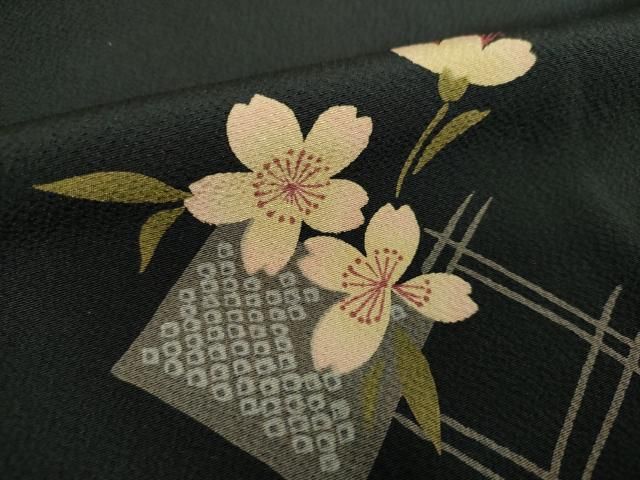 平和屋着物○上質な小紋 舞桜 黒地 正絹 逸品 DAAS3323ps - メルカリ