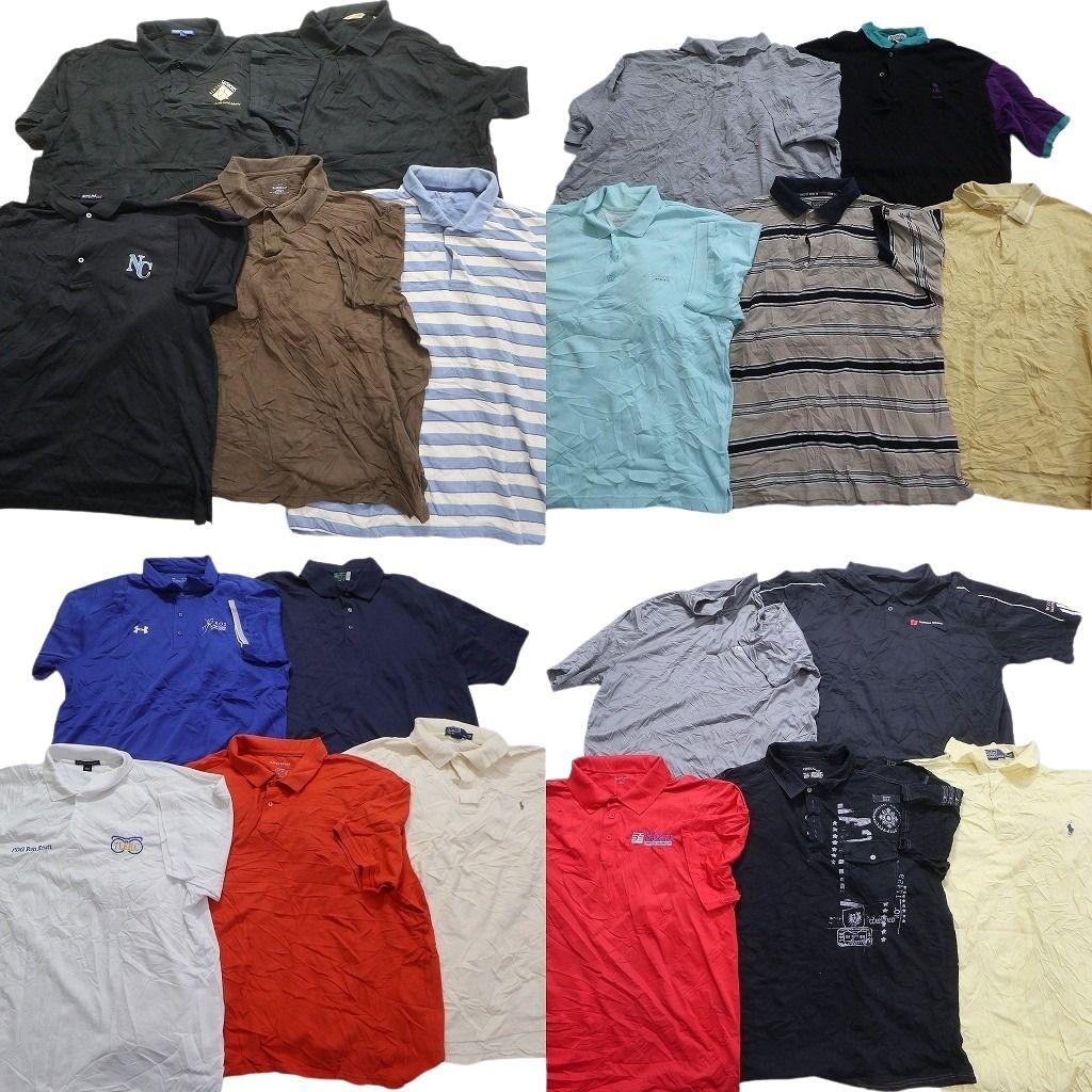 古着卸 まとめ売り ポロシャツ 20枚セット (メンズ 3XL /4XL /5XL ) ラルフローレン 90s ボーダー アンダーアーマー 中古 古着 MY1531