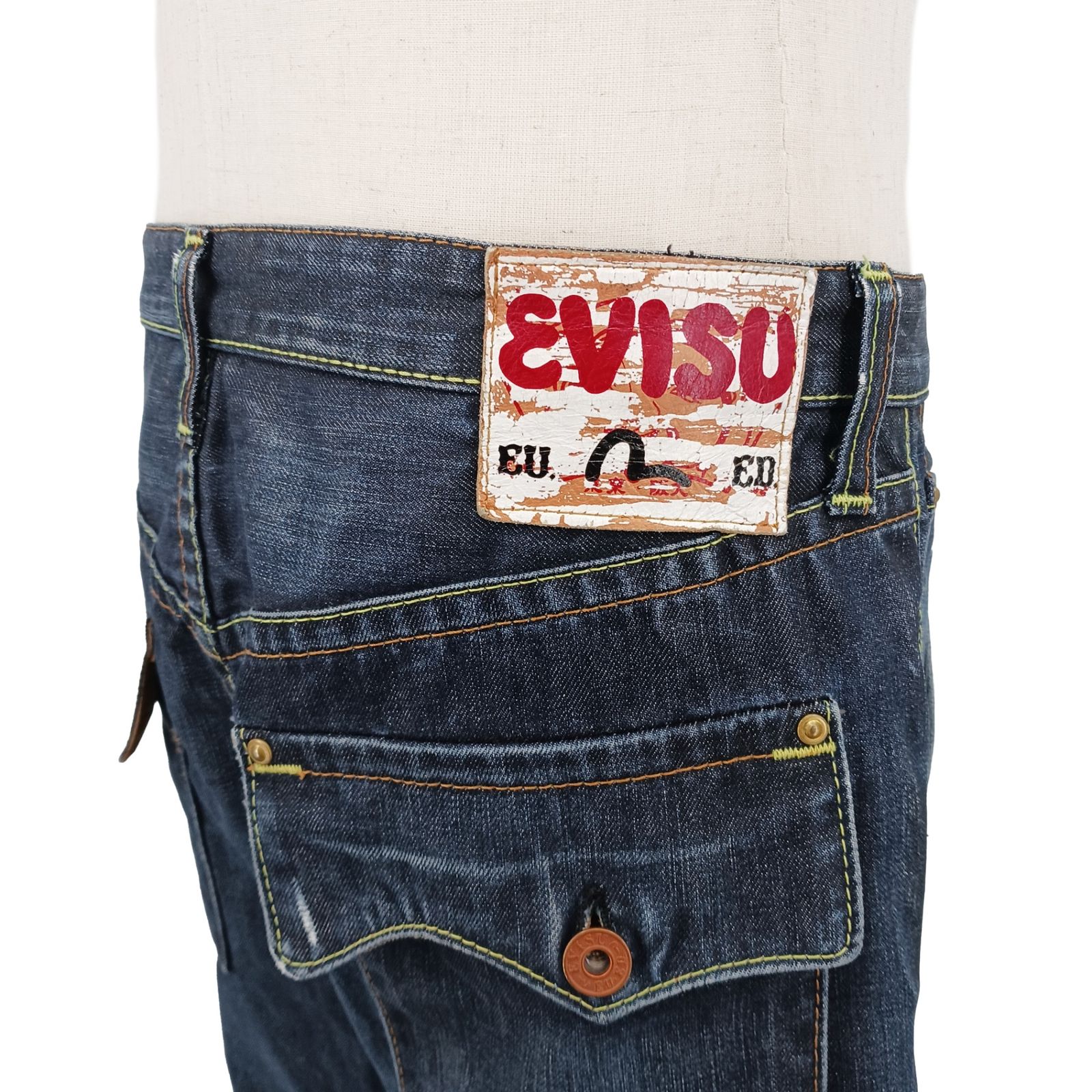 EVISU エヴィス EU ED ダメージジーンズ デニム 濃紺 33