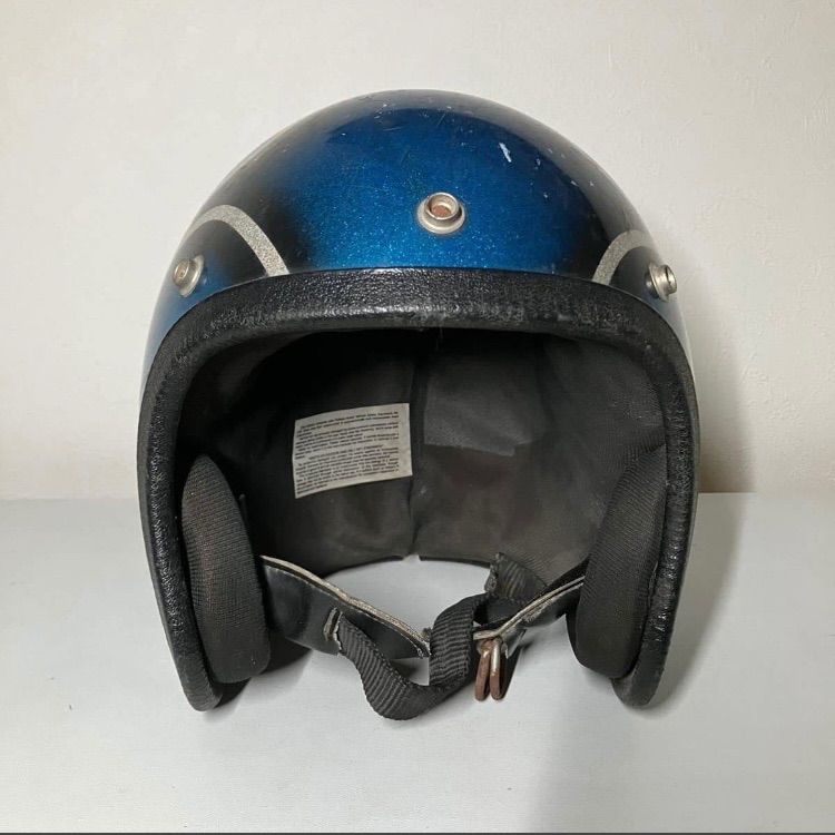 NORCON ジェットヘルメット 青ラメ Mサイズ ビンテージ 1982年製 シルバー フレーク オシャレ バイカー ブルーハーレー BELL BUCO GRANT
